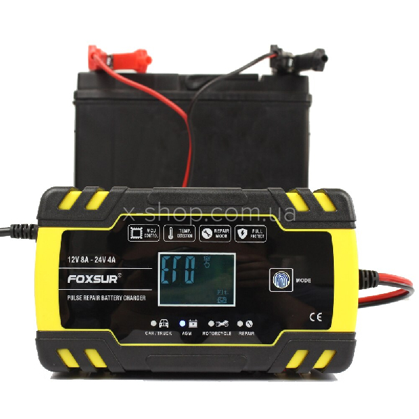 Автоматичний зарядний пристрій акумулятора Foxsur 12V 10A / 24V 5A